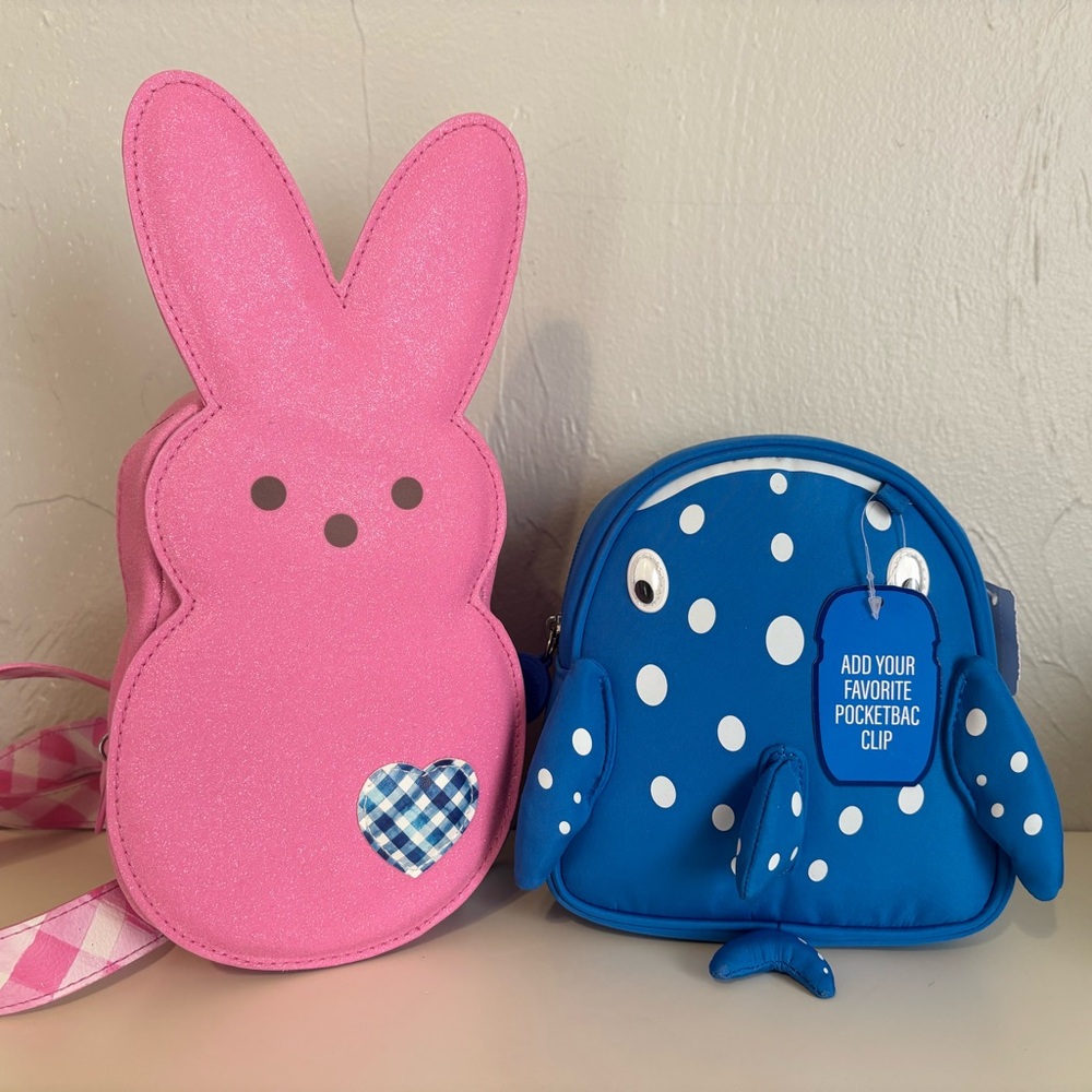 Bath & Body Works Pink Peeps Bunny & Spotted Whale Shark Mini Backpacks